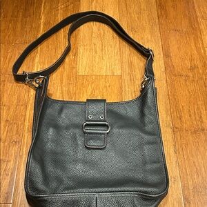 Danier Black Leather Shoulder Bag with Buckle